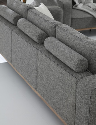 Three Seater Sofa 3 Seater Fabric Modern Sofas Design Living room Gray