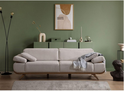 Light beige textile sofa designer upholstered sofas living room couches 3-seater