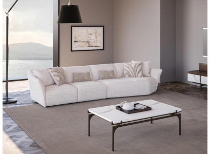 Living room Modern White Sofa Four Seater Couch Upholstered furniture Modern Furnishings