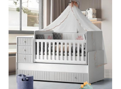 Stylish, cozy children's bed for a restful sleep. Luxurious gray удаление