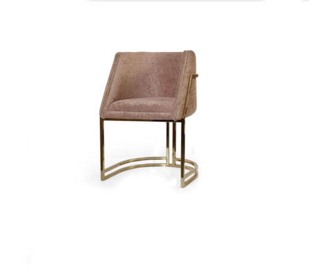 Luxury Beige Stainless Steel Chair Dining room Furniture Armrests Single Seater
