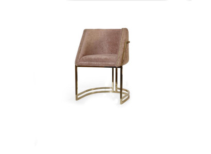 Luxury Beige Stainless Steel Chair Dining room Furniture Armrests Single Seater