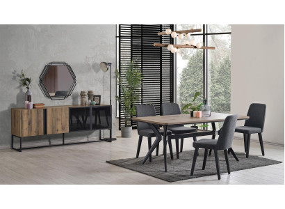 Luxury Dining set Dining room Dining table Set 9pcs Dining room Brown Wood Table