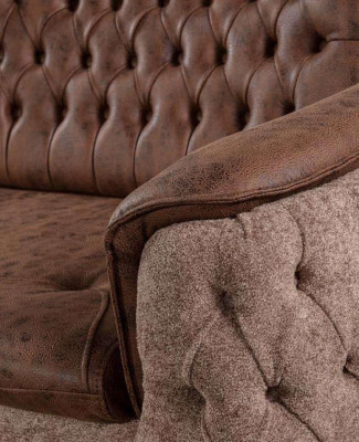 Chesterfield Brown Sofa 3 Seat Couch Wood Furniture Three Seater Couches new