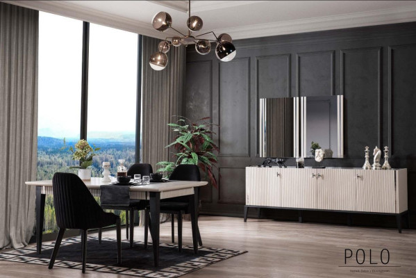 Modern Dining room Suite Luxury Black 4x Upholstery Chairs Dining table