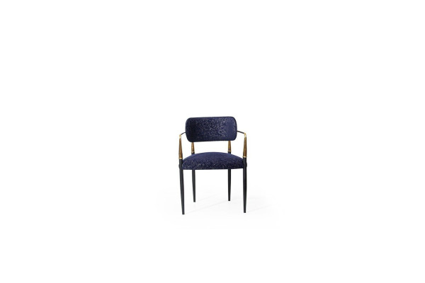Modern Blue Chair Stainless Steel Frame Textile Single Seater Dining Room Furniture