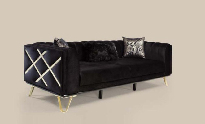 Sofa set Sofa 3+3+1 Seater Black Armchair Furniture Luxury Design new