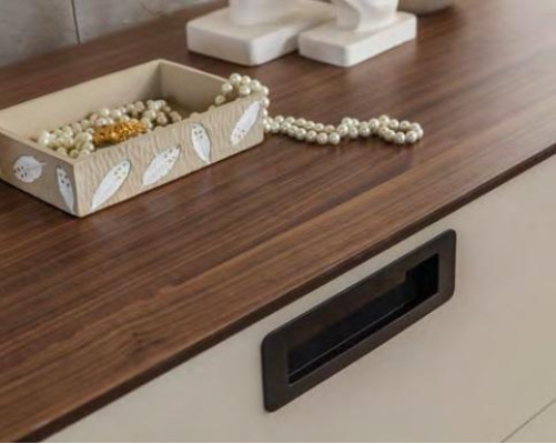 Stylish Wood Dressing table Beige Glass Table Elegant Bedroom Furniture