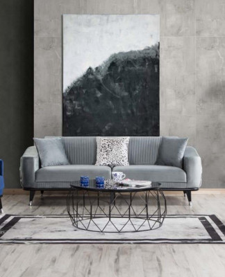 Luxury Sofa set Upholstery Furniture Three Seater 3+3+1 Set Textile Fabric