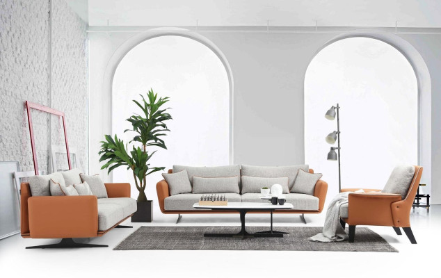 Complete e sofa set Sofa 321 Seater Fabric Orange