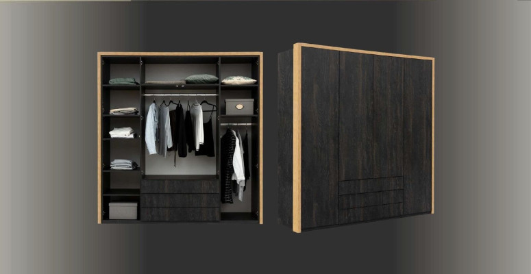 Wardrobe Black Wood Bedroom Design Modern Furniture Wardrobe Cabinet