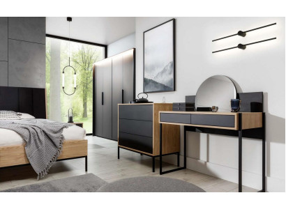 Dressing table with Mirror Black Console table Table Wood Mirror Bedroom