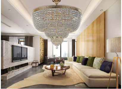 Luxury Ceiling light Luster Lamp Chandelier Crystal Gold 100cm