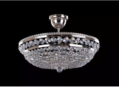 Round Silver Luxury Ceiling lamp Luster Ceiling Light Silver Chandelier Crystal