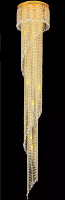 Long gallery ceiling light Big Chandelier Ceiling lamp Gold Crystal 240 cm