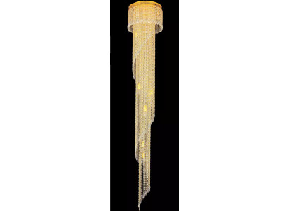 Long gallery ceiling light Big Chandelier Ceiling lamp Gold Crystal 240 cm