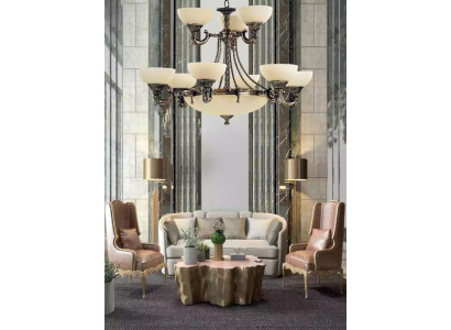 Chandelier Ceiling Light Chandelier Big Ceiling lamp Beige Glass Lamp