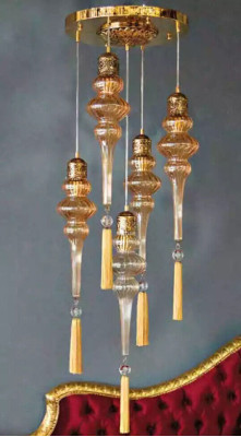 Luster Round Ceiling Light Chandelier Ceiling lamp Lamps Glass Gold