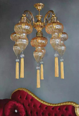 Chandelier Chandelier Ceiling lamp Lamps Glass Yellow Modern
