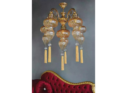 Chandelier Chandelier Ceiling lamp Lamps Glass Yellow Modern