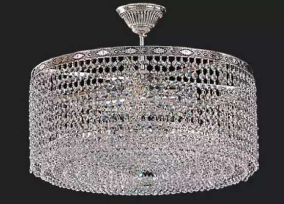 Round Ceiling lamp Luxury Silver Chandelier Luster Crystal