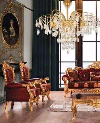 Chandelier French Gold in Living room Light fixture luxurious Lamps