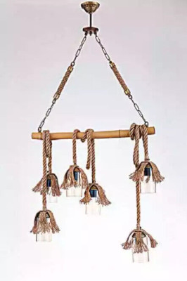 Lamp ceiling chandelier chandelier chandelier ceiling lamp bamboo glass brown
