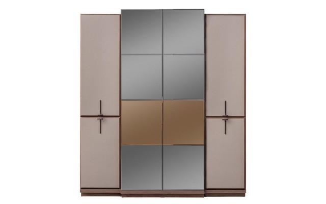 Beige bedroom cupboard designer wood wardrobe glass cupboard new