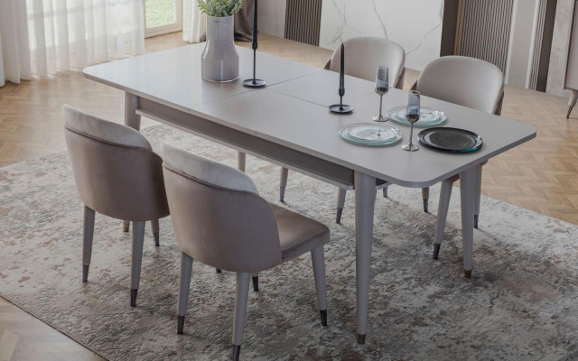 Light gray Dining chairs Kitchen chairs Designer Upholstery Dining room Furniture