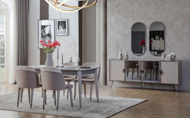 Light gray Dining chairs Kitchen chairs Designer Upholstery Dining room Furniture