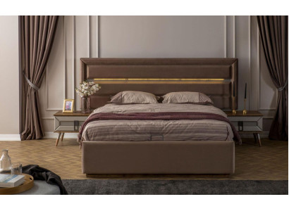Brown sleeping set exclusive s Double bed 2x Wood night consoles 3 pieces