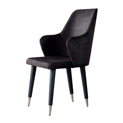 Gray Dining room Chair set designer upholstered chairs 6 pieces. Textile chairs