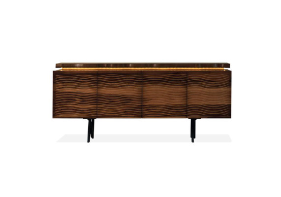 Designer Brown Wood Chest of drawers Luxurious Sideboard Dining room Wooden Cabinet