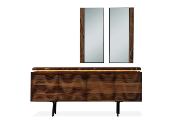 Designer Brown Wood Chest of drawers Luxurious Sideboard Dining room Wooden Cabinet