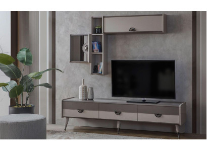 Beige Living room Sideboard Robust TV Lowboard Lowboard Luxury Shelves