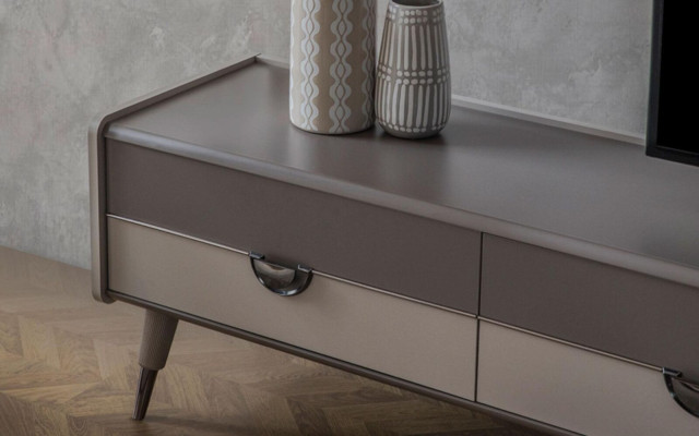 Beige Living room Sideboard Robust TV Lowboard Lowboard Luxury Shelves
