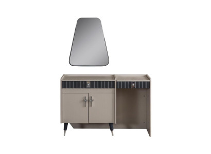 Beige Dressing table Wood Cosmetic Table Designer Console Mirror 2pcs