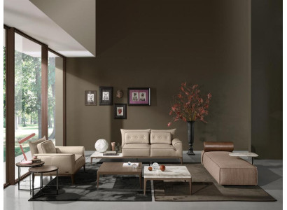 Luxury Chaise Longue Fabric Living room Design Sofa Brown Furniture Couches Prianera