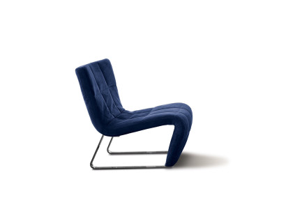 Armchair without armrest luxury upholstery design furniture Italian style textile blue