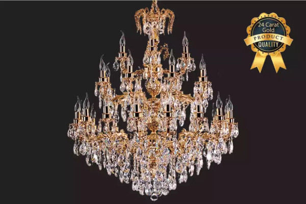 Modern Chandelier Light fixture classic luxury Living room Brass Crystal