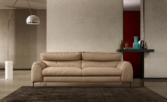 Living room Leather Sofa Beige Two-seater Design Sofas Upholstery Sofas 2 Seat Prianera