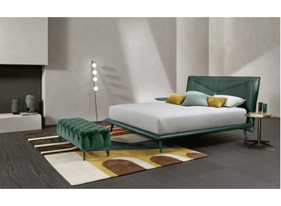 Double Bed Frame Luxury Bedroom Bed Double bed Wood Green Leather Beds new