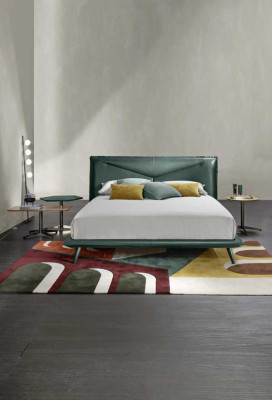 Double Bed Frame Luxury Bedroom Bed Double bed Wood Green Leather Beds new