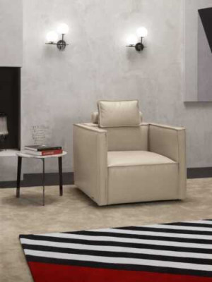 Armchair Single Seater 1 Seater Upholstery Seat Designer Textile Seat Leather Modern Gray