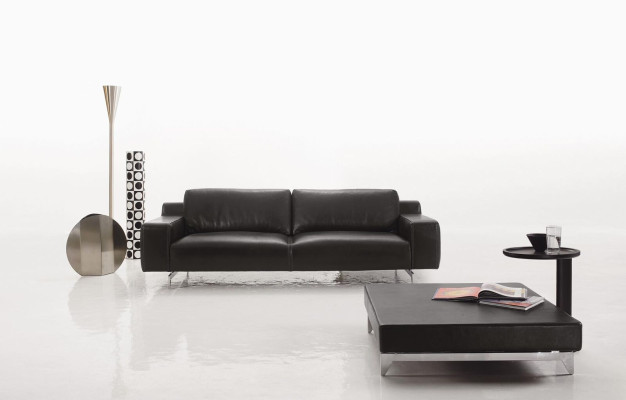Three Seat Luxury Sofa 3 Seater Sofas Seat Design Couch Furniture Style Leather Black