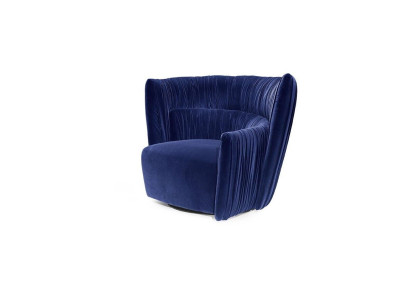 Armchair Single Seater Italian Style Upholstery Wood Textile Prianera Luxury Blue