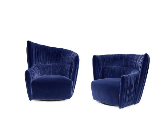 Armchair Single Seater Italian Style Upholstery Wood Textile Prianera Luxury Blue