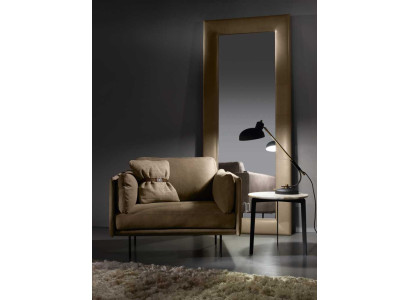 Design Armchair Gray Upholstery Leather Modern Living room Luxury Wood Furniture Relax new