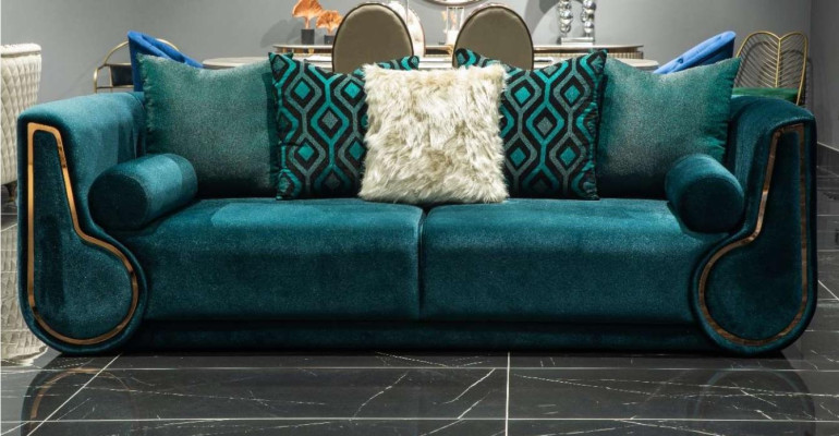 Three-seater fabric sofa sofa 3 seater upholstered sofa modern design green new