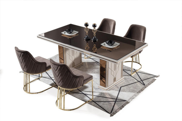Luxury Dining room Set Dining table with 4x Chairs new Complete Furniture 5pcs.